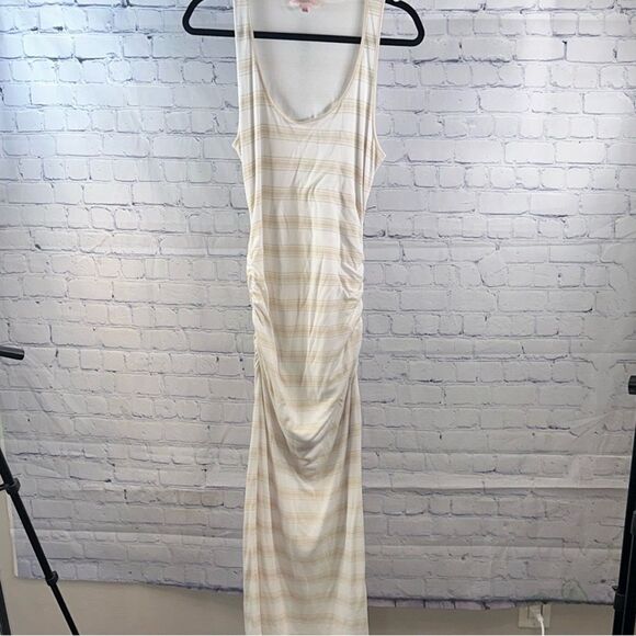 🤍 Victoria’s Secret Striped Maxi Dress | Ruched Tank | Lined | Size Medium - Picture 1 of 4